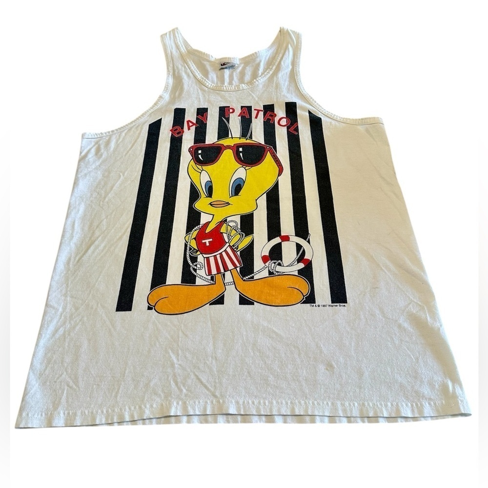 1997 Looney Tunes Tweety Bird Bay Patrol Tank Top Size L/XL - Picture 2 of 8